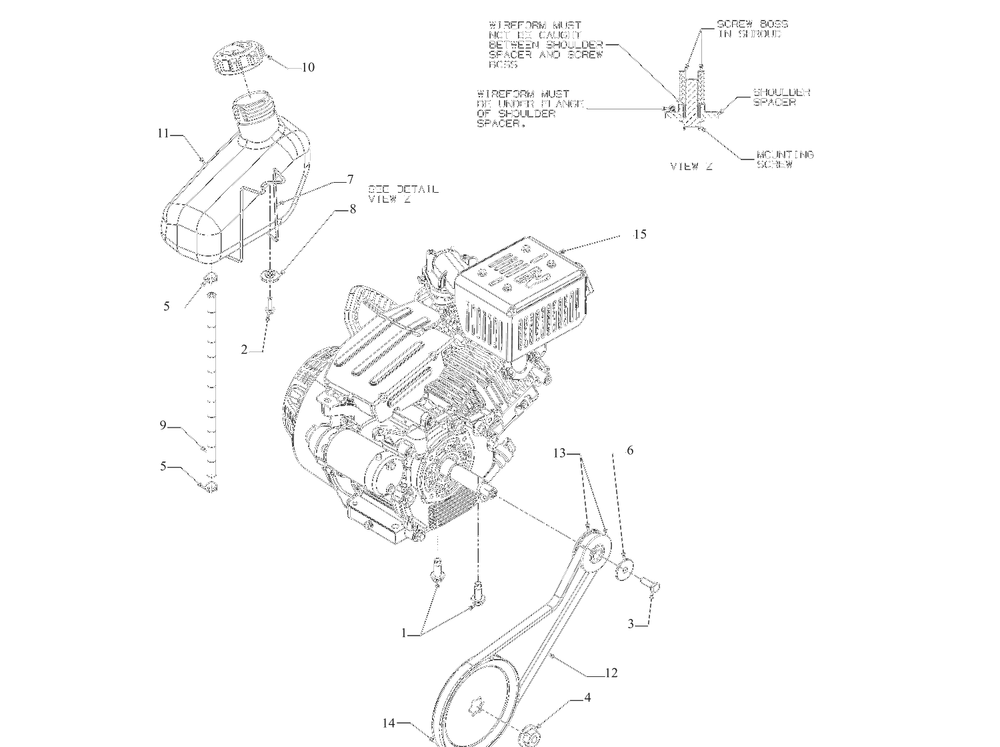 Engine Drive Diagram and Parts List for 31A-2M1EB00 2022 Yard Machines Snow Blower